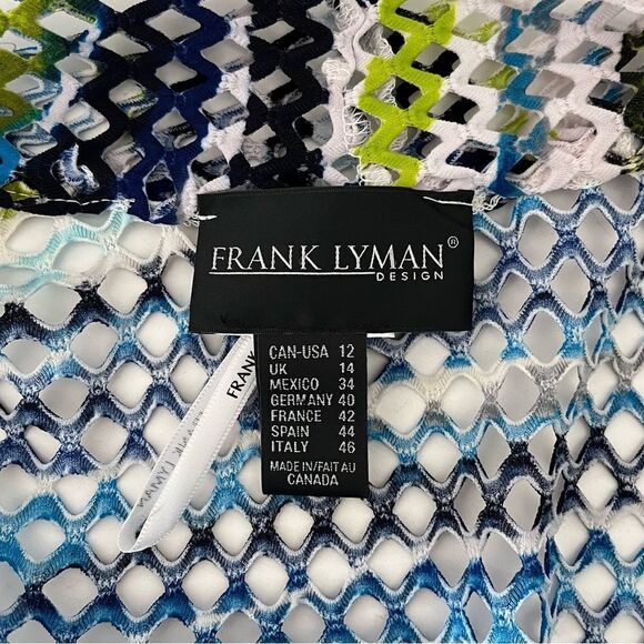 Frank Lyman Lagenlook Crochet Drape Open Cardigan Artsy Perforated Green Blue 12 - Picture 10 of 11